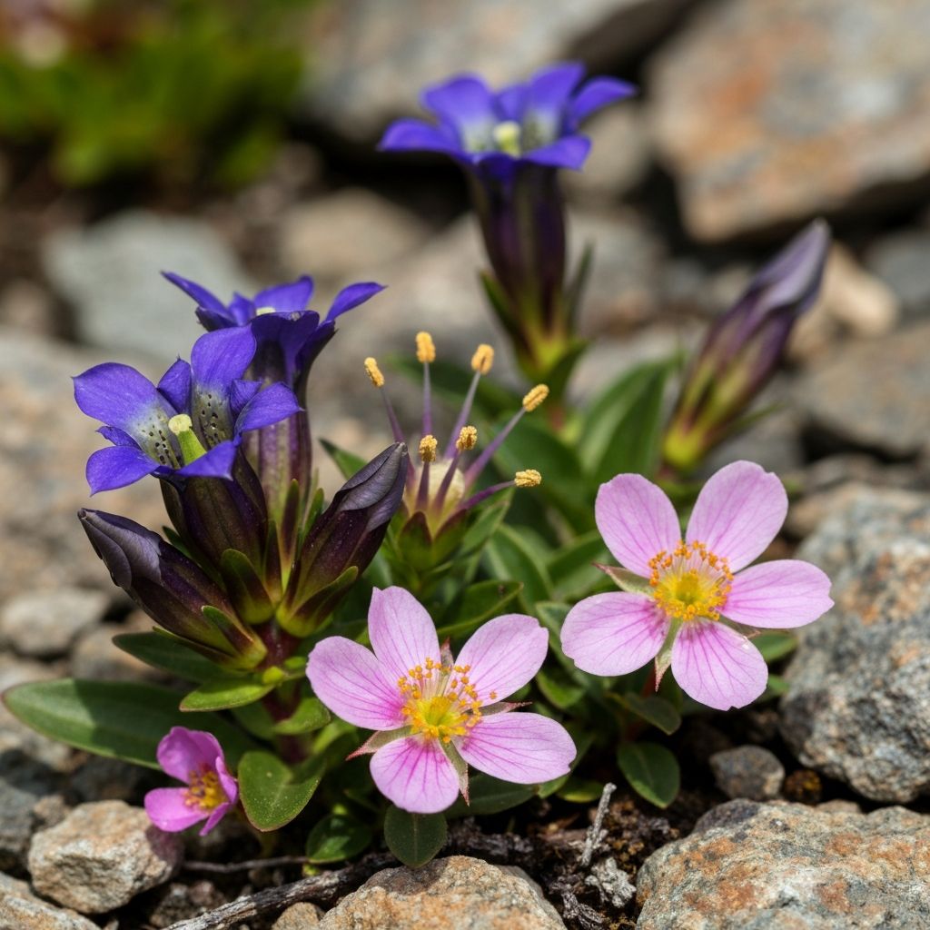 Alpine mountain wildflowers and medicinal herbs